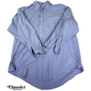 Vintage Brooks Brothers Dress Shirt Mens Blue Striped Makers Relaxed Fit 16.5 -3